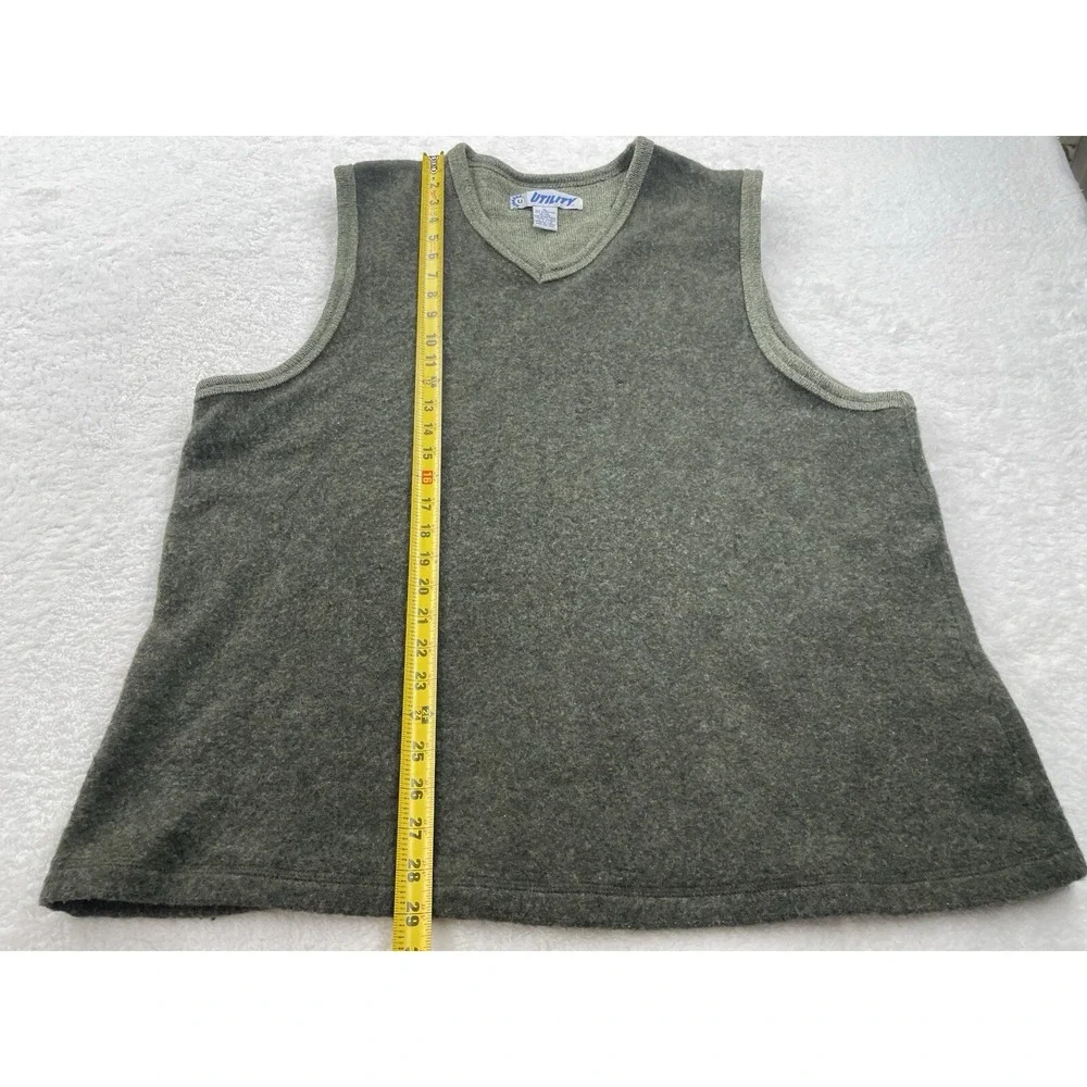 Utility Mens XL Lambswool V-Neck Sweater Vest Heather Olive Green RN 17730